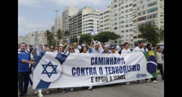 Centenas de pessoas fazem ato no Rio de Janeiro em defesa de Israel