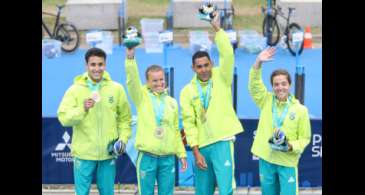 Brasil é bicampeão no revezamento misto do triatlo no Pan de Santiago